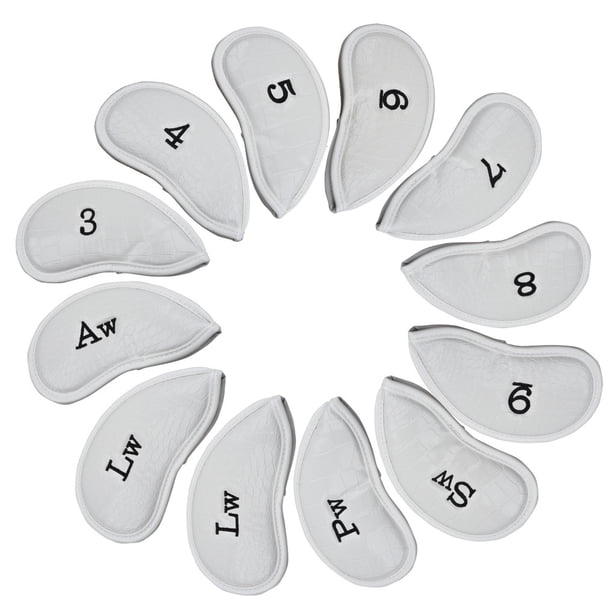 Greeniant 12 unidades/juego de fundas para cabeza de palo de Golf con números, Protector de pieza de repuesto antiarañazos, funda portátil Golf Blanco