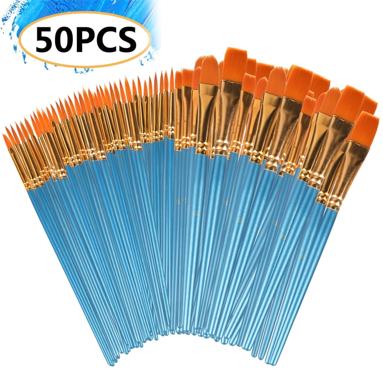 TSV 50-Piece Acrylic Paint Brush Set, Assorted Sizes photo 1
