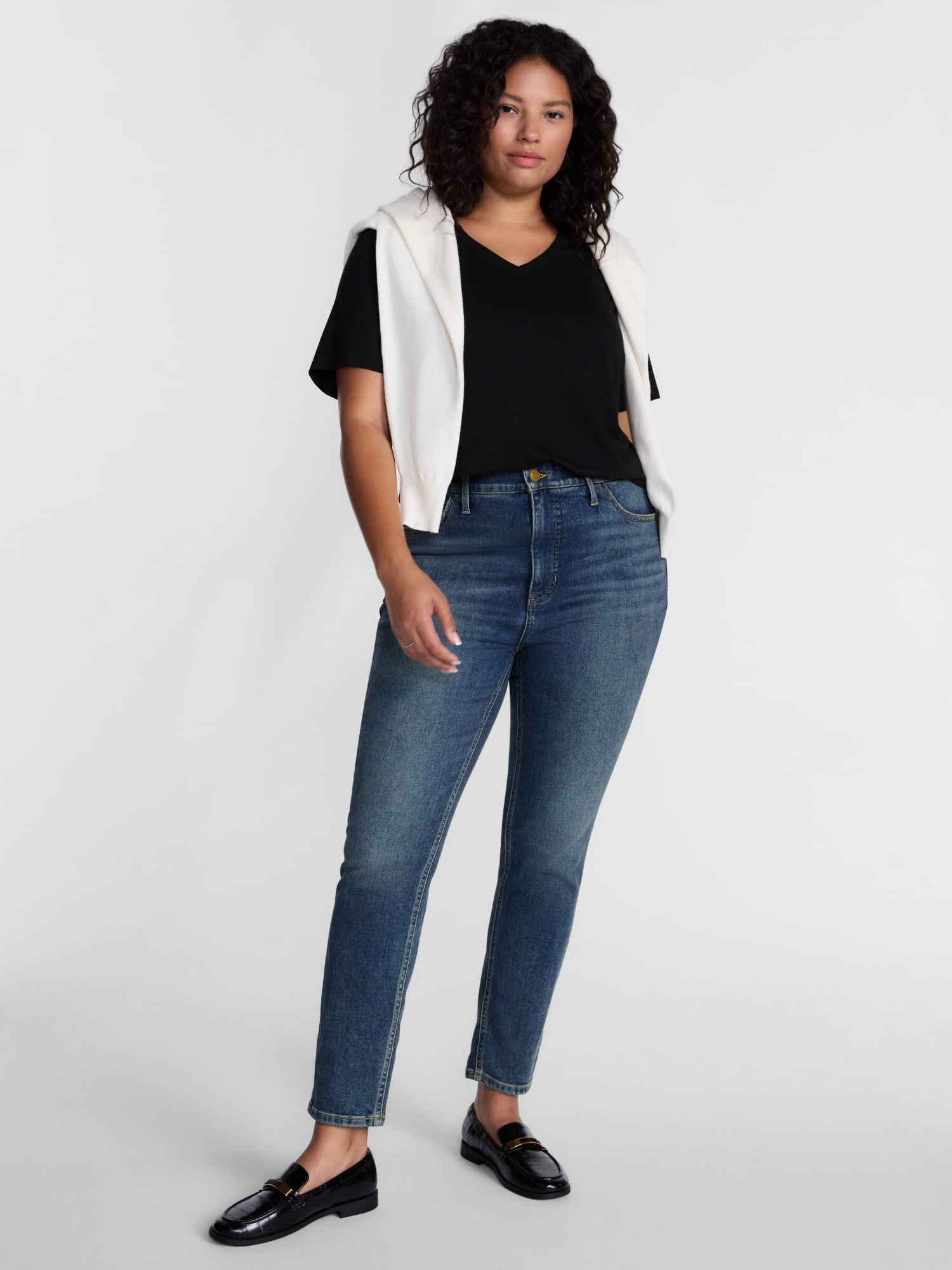 Terra & Sky Women's Plus High Rise Skinny Jeans, 27" Inseam, Sizes 16W-26W