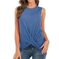 thumbnail image 3 of Scyoekwg Womens Fashion Summer Tops Sleeveless Tank Tops Sling Crewneck Loose Solid Color Casual Dressy Blouse Suspenders Blouses (Blue,XL), 3 of 5