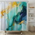 thumbnail image 2 of Teal Turquoise Marble Shower Curtain Abstract Marble Texture Ombre Modern Elegant Luxury Watercolor Ink Art Fluid Fabric Home Bathroom Decor Bring Tranquil Vibes with Hooks (84" W x 70 H), 2 of 4