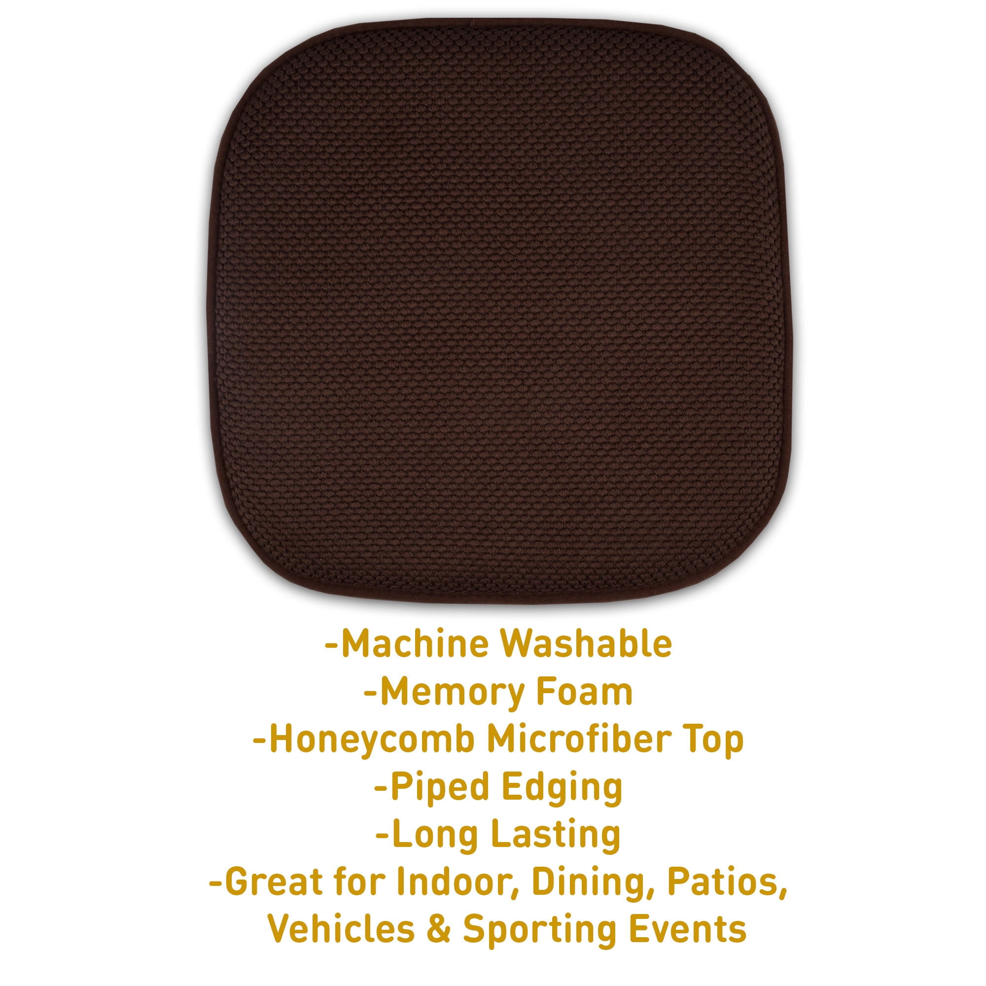 Sweet Home Collection Memory Foam Honeycomb Non-Slip Back Chair/Seat 16" x 16" Cushion Pad 4 Pack