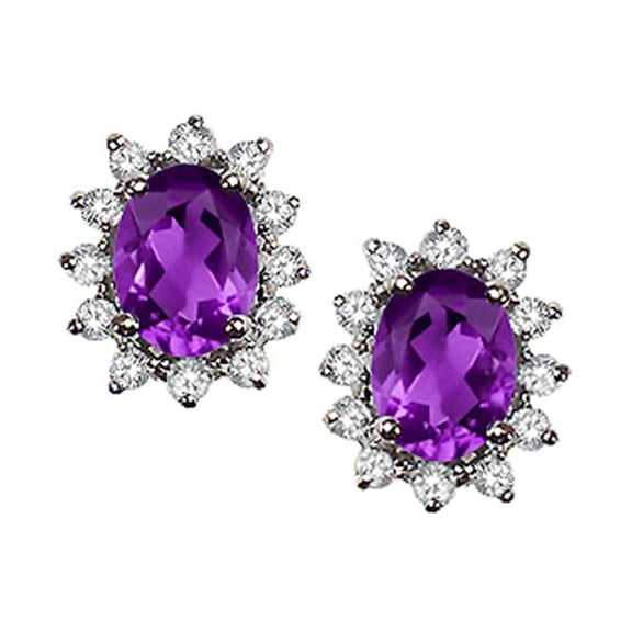 Tommaso Design� Oval 8x6 mm Genuine Amethyst Earrings