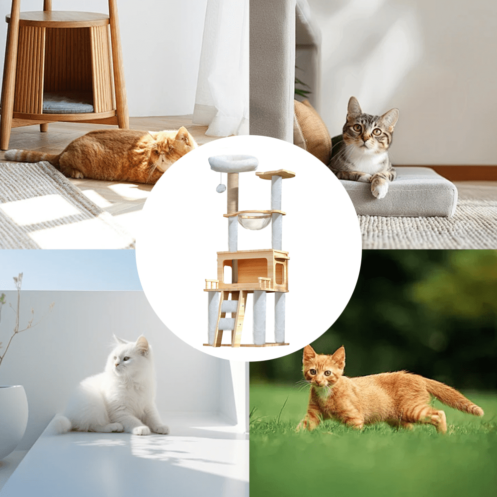 Kalkiam Cat Scratching Post Tree Tall Cat Tower with Clear Hammock Pet Supplies Cat Condo Modern Cat Tower for Indoor Kittens Cats Sleeping Climbing well-liked