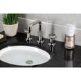 thumbnail image 2 of Kingston Brass KS142RKXPN Webb Widespread Bathroom Faucet with Knurled Handle and Push Pop-Up Drain, Polished Nickel, 2 of 8