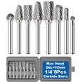 thumbnail image 1 of Juego de fresas de carburo Sworker, 8 piezas con vástago de 1/4 para herramientas rotativas, 1 of 9