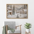 thumbnail image 4 of IDEA4WALL Framed Canvas Art Wall Decor Painting Rustic Winter Village Scene Snow-Covered Cottages and Pine Trees Fine Art Vintage Retro Chic for Dorm Home Office - 24"x36" Natural, 4 of 5