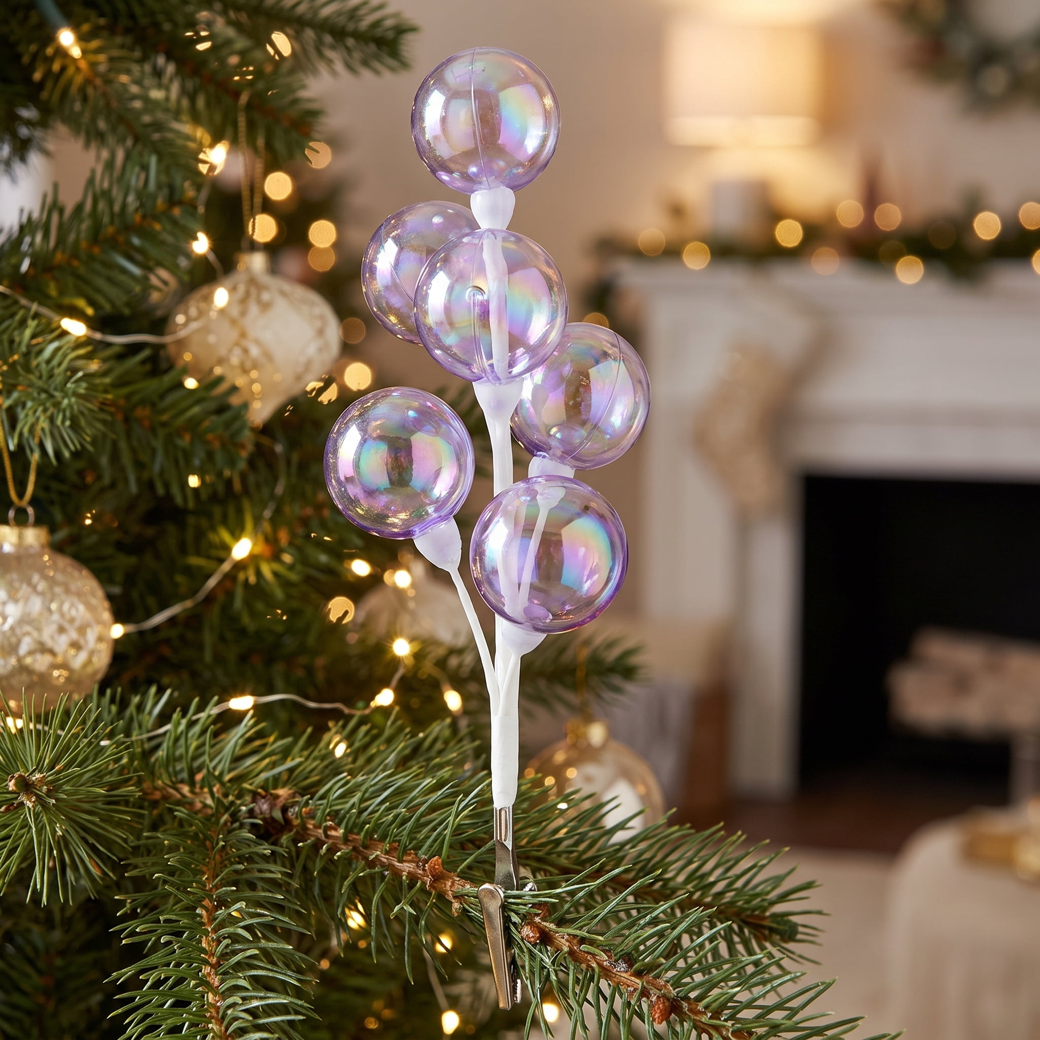 Iridescent Purple Ball Christmas Clip Ornament, 9", by Holiday Time