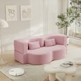 thumbnail image 3 of 78" Modern Convertible Sofa Bed with 2 Pillows, Teddy Sleeper Couch Bed, 15" Full Size Folding Mattress, Ideal for Living Room, Guest Bed, Playroom, Pink, 3 of 7