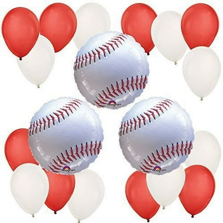 Batter Up Baseball Baby Shower Birthday Party 19 Piece Mylar and Latex Balloons Set