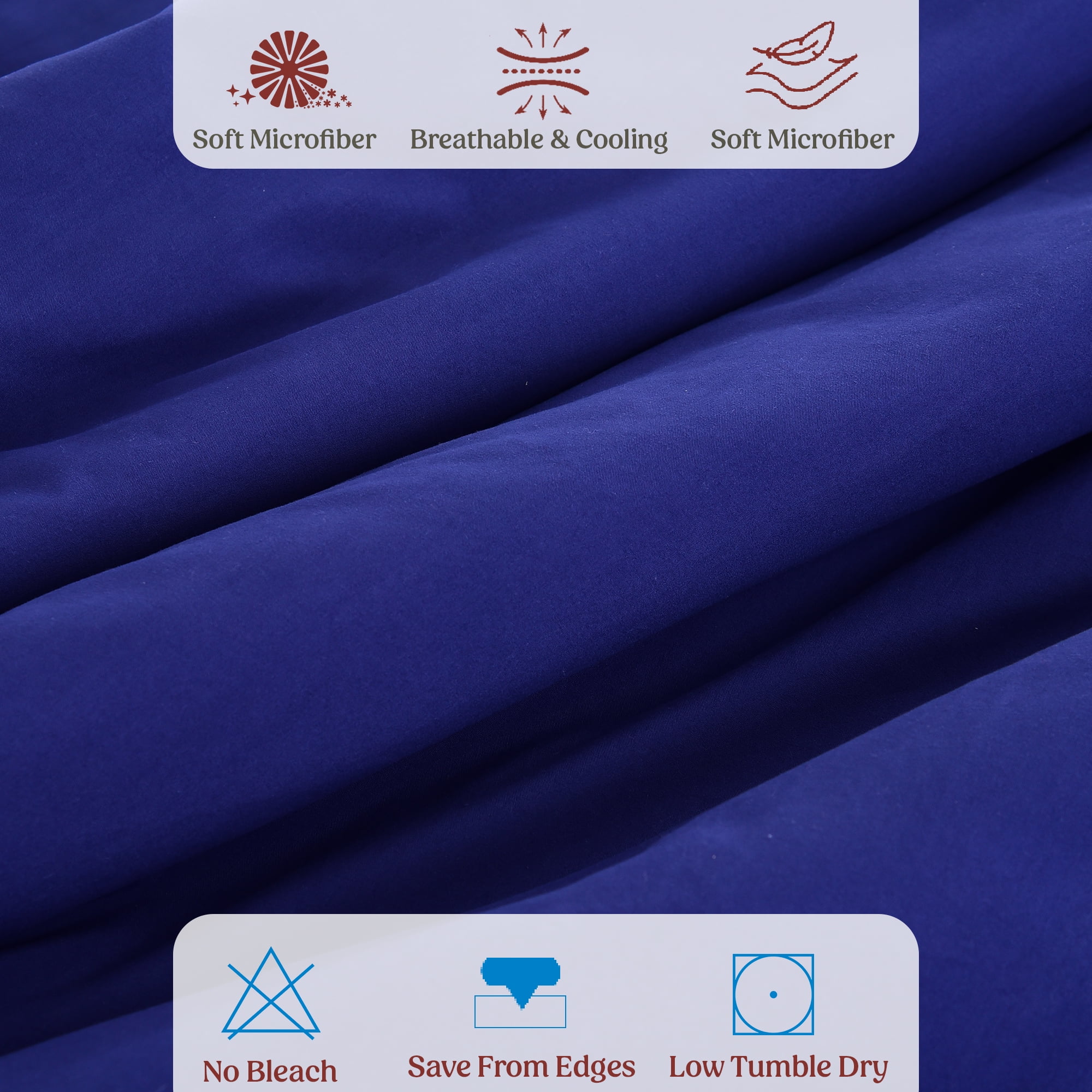 Lux Decor Collection King Duvet Cover Set - Brushed Microfiber Comforter Cover and 2 Pillow Shams - Navy Blue (3 Piece)