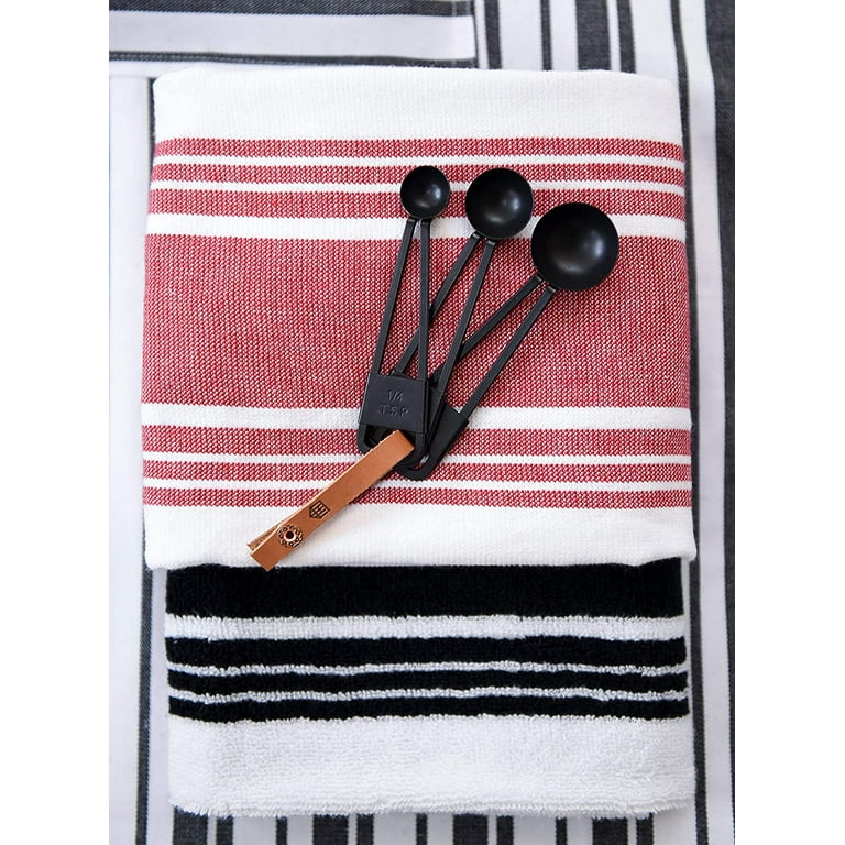 All-Clad Stripe Dual Sided Woven Kitchen Towel, Set of 3 - Pewter