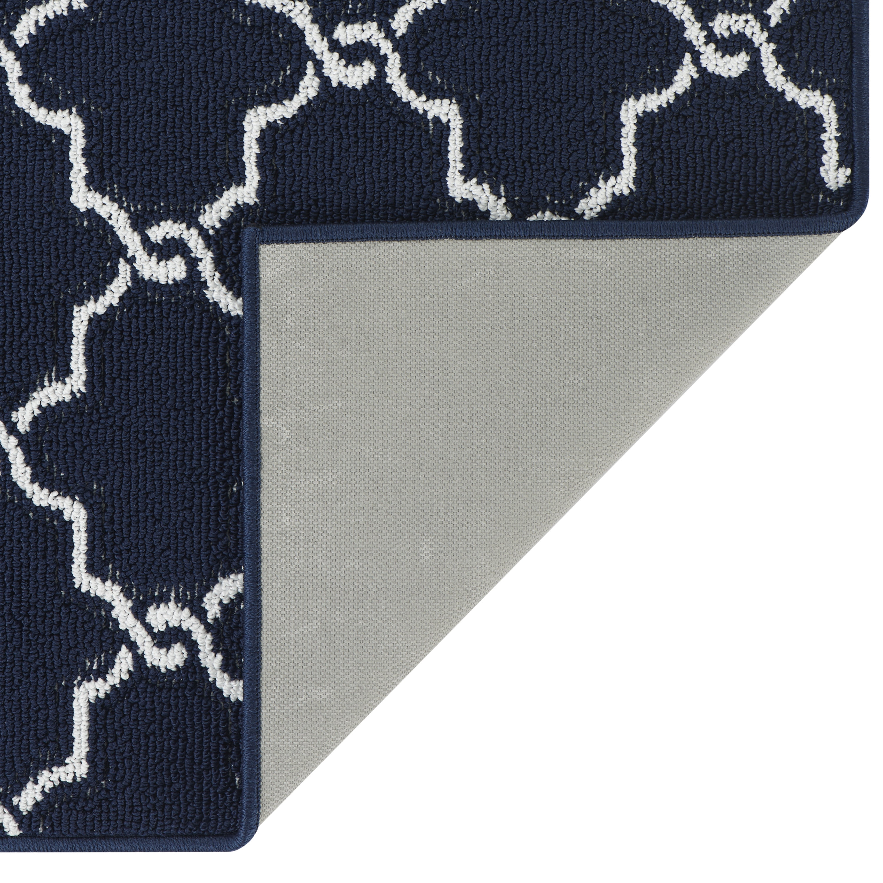 Washable Non-Slip Accent Rug, Geometric, Navy and White, 26" x 45"