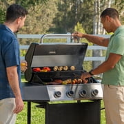Expert Grill, 4-Burner Propane Gas Grill with Side Table and Wheels, Stainless Steel