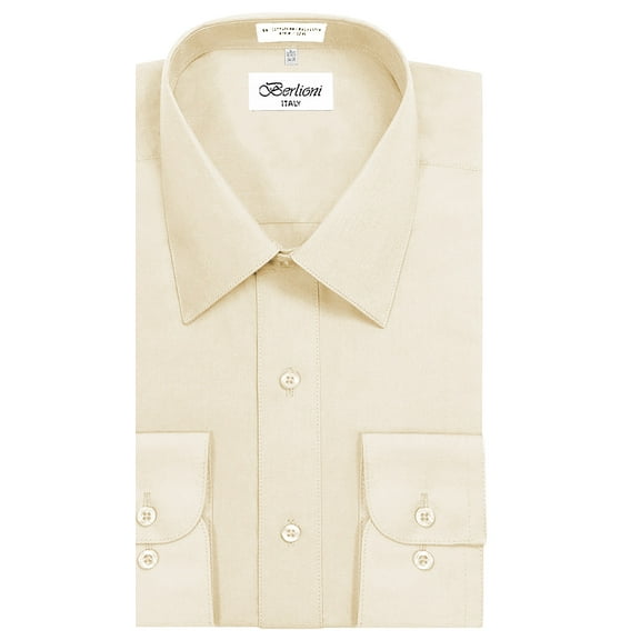 Berlioni Italy Men's Long Sleeve Solid Premium Dress Shirt