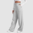 thumbnail image 5 of Hauaitttt Women ’s Lined Sweatpants Wide Straight Leg Pants Bottom Sweatpants Joggers Pants Workout High Waisted Yoga Pants with Pockets Tan Sweatpants Women Sweatpants Women Casual Pants for Women, 5 of 8