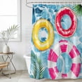 thumbnail image 4 of Summer Blue Pool Bathroom Shower Curtains with 12 Hooks Polyester Waterproof Shower Curtain for Stalls and Bathtubs Ocean Beach Swimming Ring Vintage Decorative Bathroom Privacy Curtain 48x72 Inches, 4 of 8