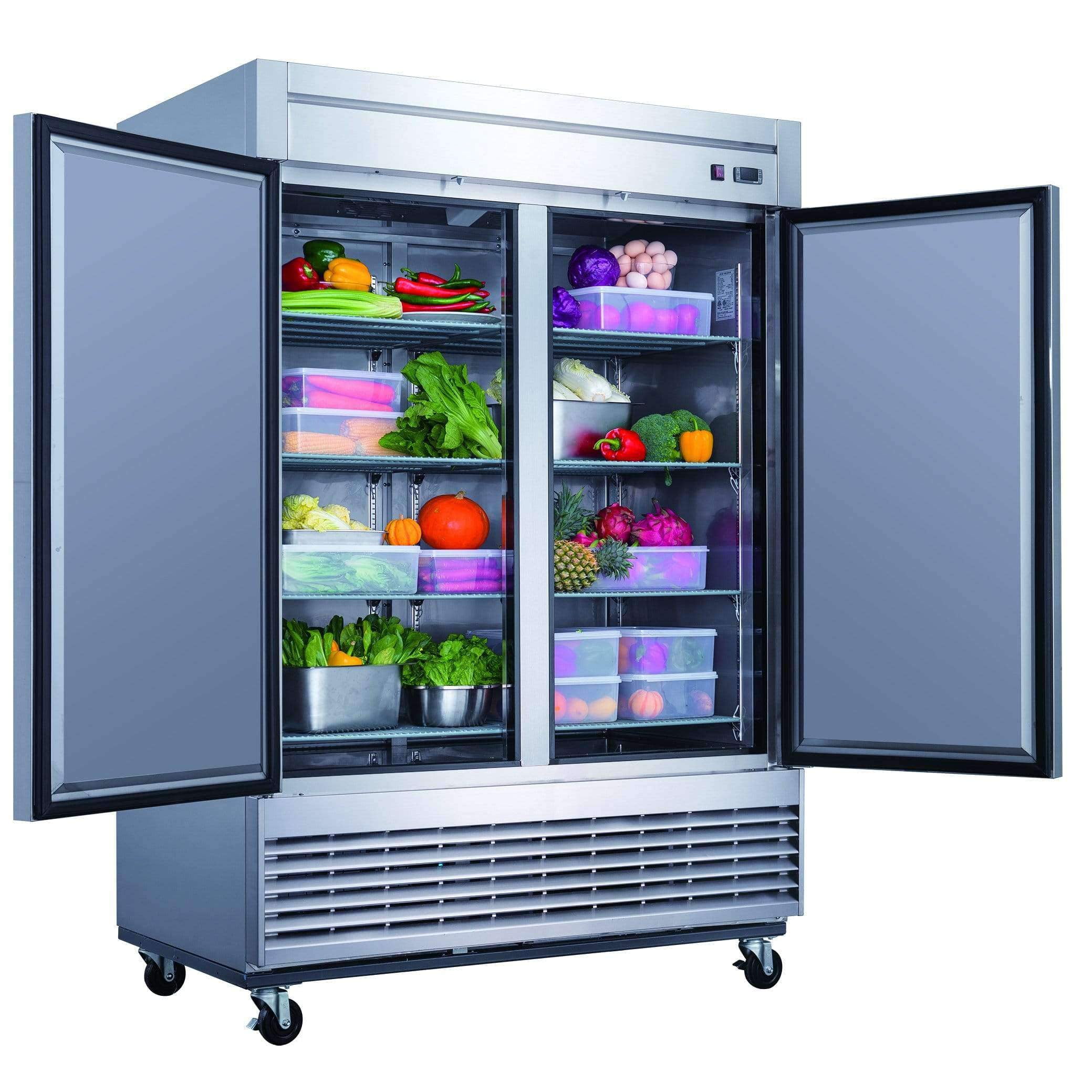 Dukers - D55R 2-Door Commercial Refrigerator in Stainless Steel
