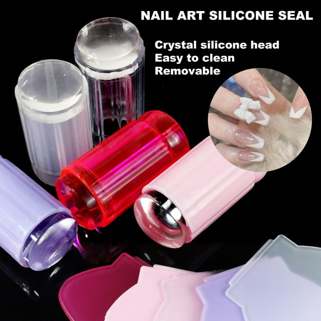 Nail Stamper Detachable Artwork Making with Scraper Silicone Seal Nail Stamping Printing Tips Tool for Manicure