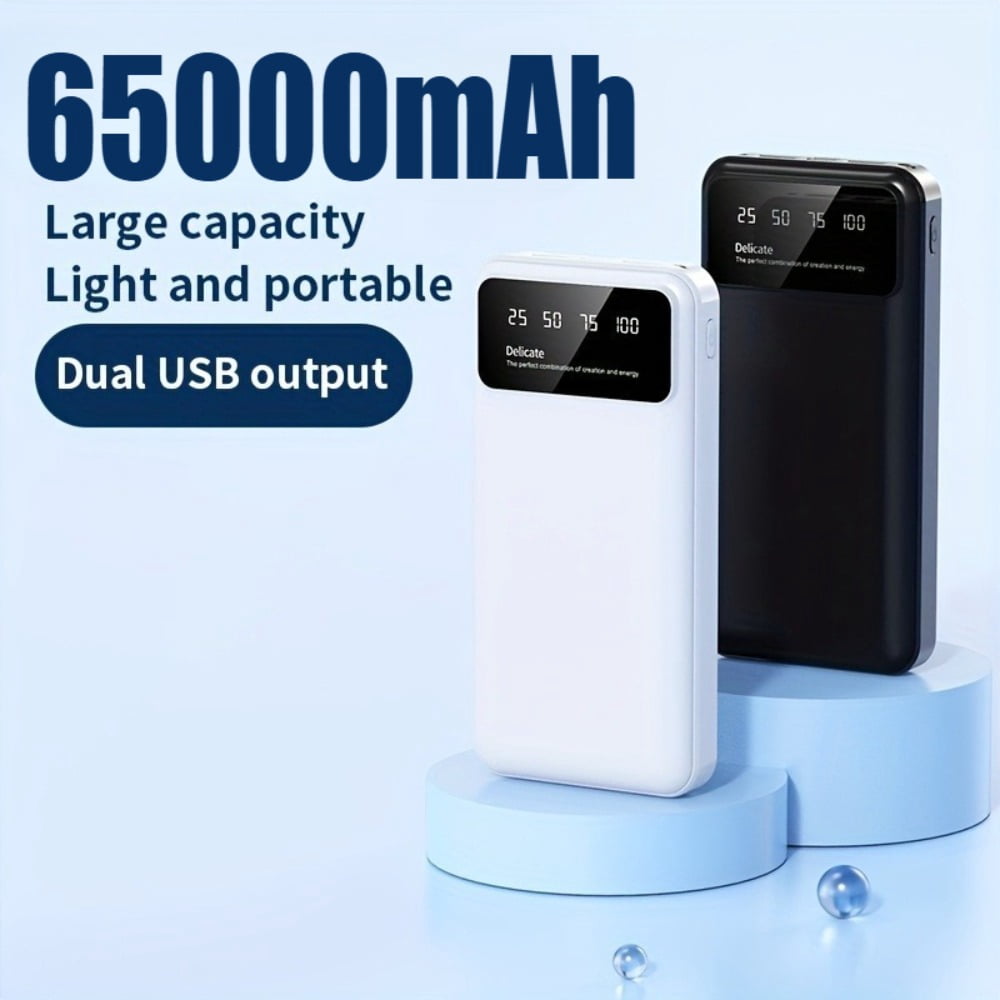 65000mAh Portable Power Bank with LED Display, High-Capacity USB Charger for iPhone 17/16/15/14/13/12/11/XS, Outdoor Travel Emergency Backup, Halloween Christmas Gift