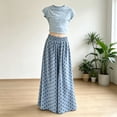 thumbnail image 6 of REDARER Girls Solid Short Sleeve Crop Top Polka Dot Elastic Waist Wide Leg Pants Casual Two Piece Summer Outfit, 6 of 6