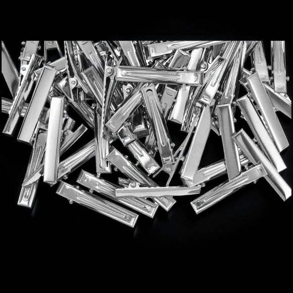COMPUKAS 100Pcs Metal Flat Single Prong Hair Dressing Clips for Hair Styling Women