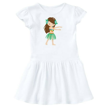 

Inktastic Brown Haired Hula Girl Gift Toddler Girl Dress