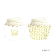 Gold Ink Pineapple Party, 20-Pack Birthday Cupcake Wrappers