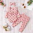 thumbnail image 2 of NOLDARES Newborn Baby Girl Clothes Infant Girls Floral Love Heart Printed Romper and Ruffle Pants Sets 4pcs Winter Fall Outfits(Q066-Pink), 2 of 6