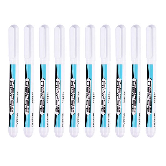 10 Pieces 20mm Long Tip Hole Marker Pen Water Resistant Carpenter White Permanent working Pens Long Nib Marker