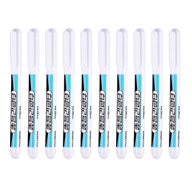10x 20mm Long Tip Deep Hole Marker Pen Waterproof Carpenter White Multi Purpose Pens Permanent Deep Reach Markers Long Head Marker