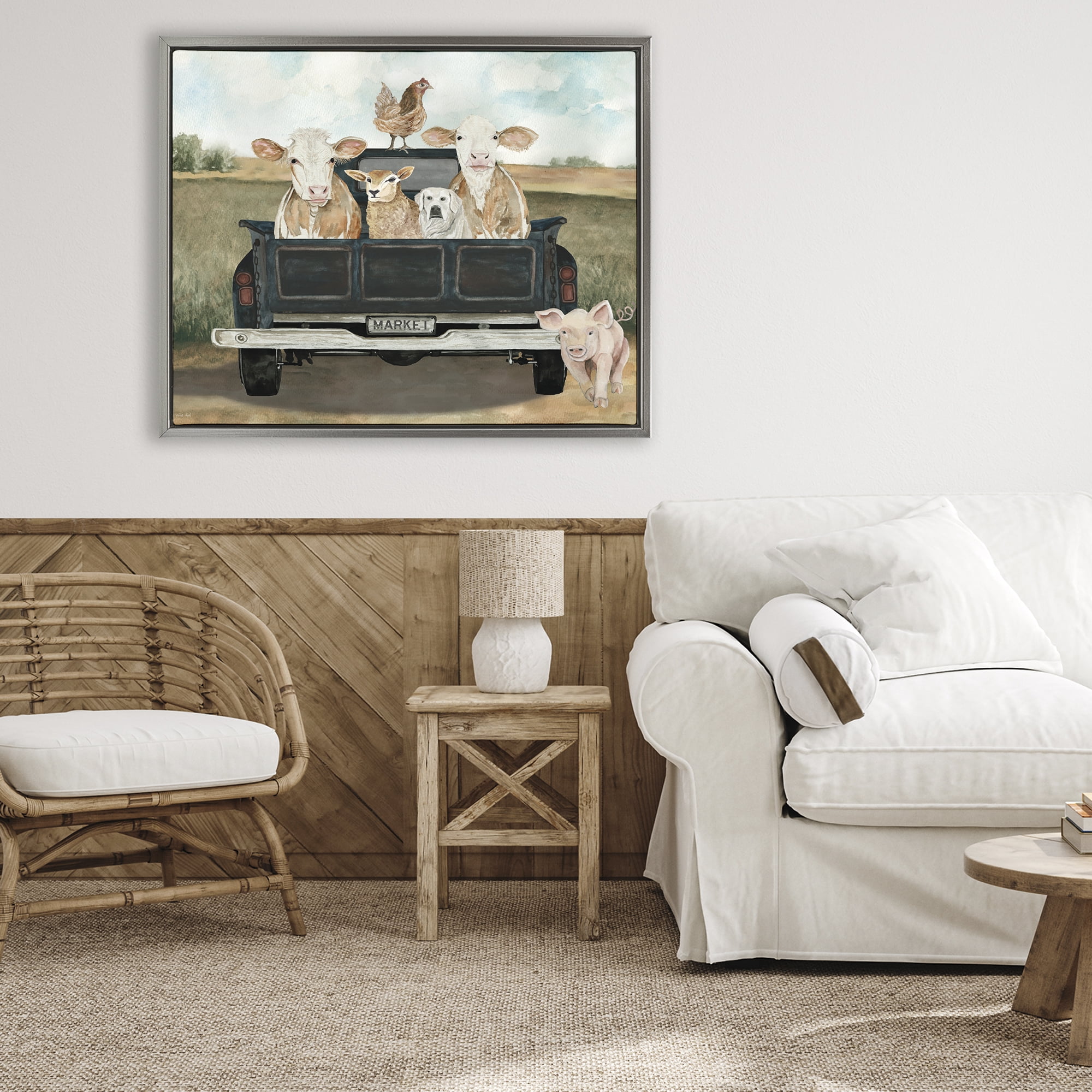 Stupell Industries Ready For A Farm Ride Gray Framed Floater Canvas Wall Art, design by Cindy Jacobs