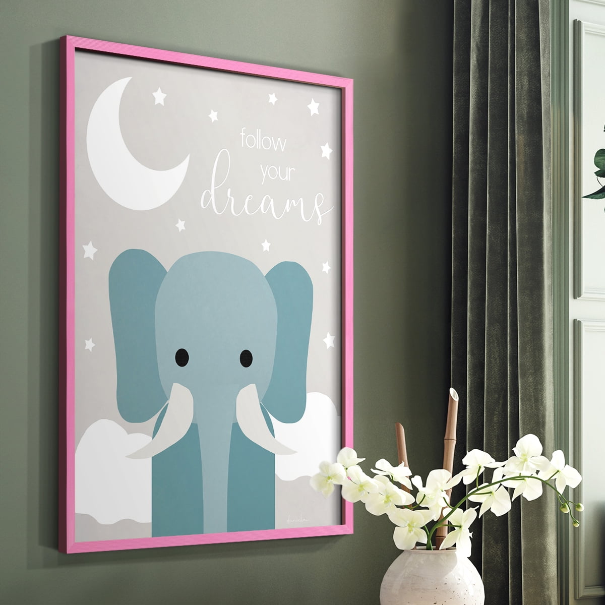 Dreams Elephant in Paper Solid Wood 8 x 10 Framed Print