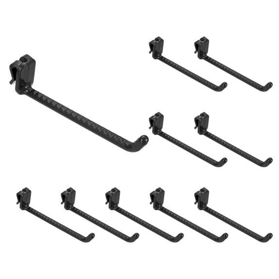 Uxcell 10 Pack Grid Wall Hooks, 4.8 Inch Grid Wall Panel Plastic Utility Hook, Shelf Hooks for Garage Store Warehouse Shop Home Hanging, Black