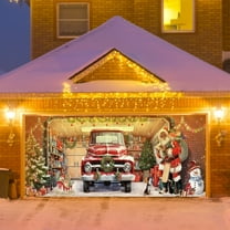Large Christmas Garage Door Mural Cover - Outdoor Holiday Party Decor for Garage Entrances
