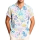 thumbnail image 1 of Mens Casual de Manga Corta Botón Abajo Camisas Turndown Cuello Impreso Blusa de Verano Superior, Pantalones para Hombres Cortos, 1 of 6