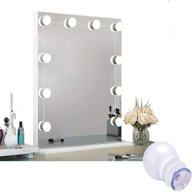 Hollywood Led Vanity Lights Strip Kit With 10 Dimmable Light Bulbs For Full Body Length Makeup Mirror, Wall Mirror, Plug In Vanity Mirror Lights With Power Supply, 3 Color Modes, Mirror Not Included