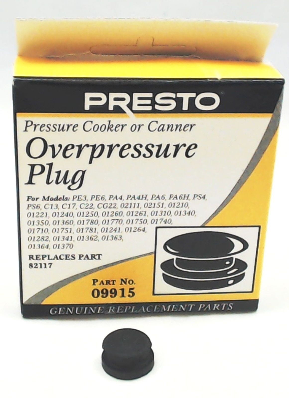 01/PA4 Models 09915 Pressure Cooker Overpressure Plug Fits Presto No 