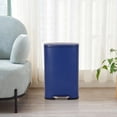 thumbnail image 2 of NiamVelo 13 Gallon Kitchen Trash Can with Lid, Metal Step on Trash Can Stainless Steel Trash Can Touchless Garbage Bin for Office Bedroom Bathroom , Deep Blue, 2 of 9