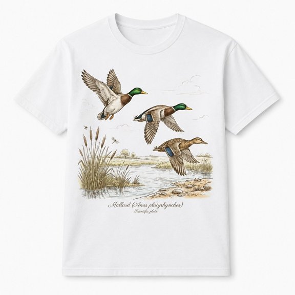 Mallard Duck Graphic T-Shirt, Unisex Wildlife Bird Illustration Tee