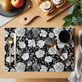 thumbnail image 2 of Black Flowers Placemats Set of 8 Watercolor Vintage Floral Leaves Country Place Mats Indoor Wipeable Table Mats Washable Cloth Dining Table Placemats for Kitchen Holiday Party Home Decor 13x19 Inch, 2 of 9