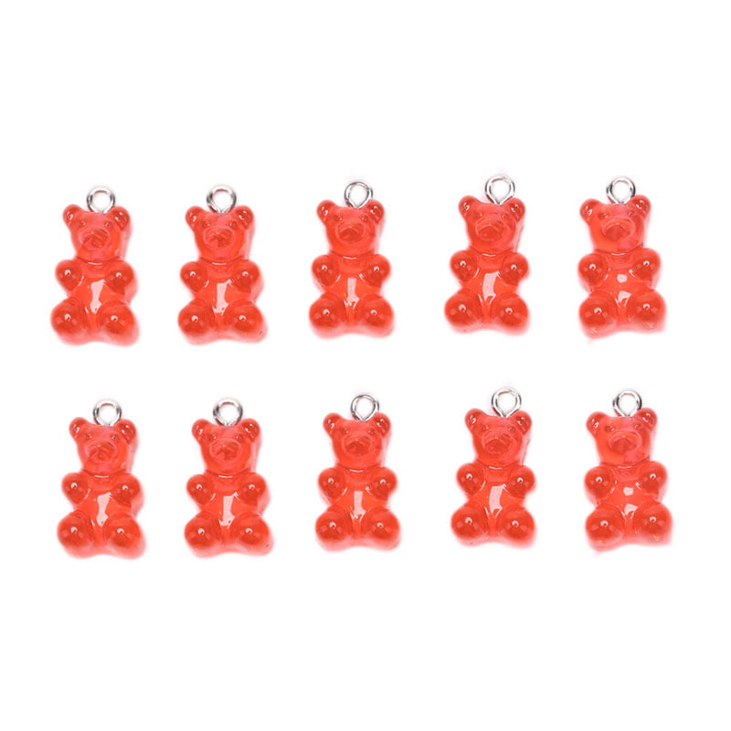 10Pcs/Set Gummy Bear Candy Charms Necklace Pendants DIY Earrings Jewelry  PHN 
