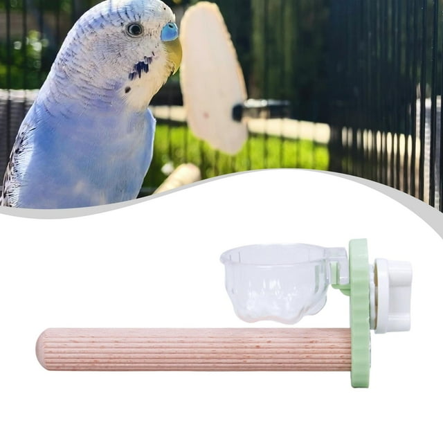 Jaula de madera para pájaros, con barra de descanso y comedero, accesorio para jaula de animales pequeños, soporte para percha de loro, estación Verde