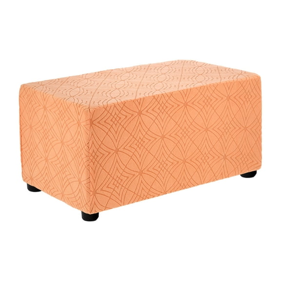 Textured Jacquard Rectangle Stretch Footrest Slipcover Fit 35-39inch, Orange