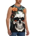 thumbnail image 2 of Pofeuu Flower Horn Skull Print Men's Muscle T-Shirt, Sleeveless, Muscle Tank, Classic Muscle Tee Top For Men Casual Sleeveless Muscle T-Shirt Trendy Clothes-X-Large, 2 of 7