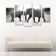 thumbnail image 2 of Cuadro Decorativo Elefantes Pareja Blanco Y Negro Juego De 5 Piezas 150x80cm Ideal Para Sala Oficina Decoración Moderna, 2 of 5