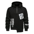 thumbnail image 1 of Sweat à Capuche Hommes Mode Décontractée Patchwork Pull Style Métal Poche Foncé Demi-Zip Manches Longues Ourlet Irrégulier Sweat à Capuche Blouse, 1 of 9