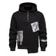 thumbnail image 1 of Hombres Casual Moda Patchwork Pullover Metal Estilo Bolsillo Dark Tie Half-Zip Manga larga Irregular Dobladillo Sudadera con capucha Blusa Pompotops oipoqjl52739, 1 of 9