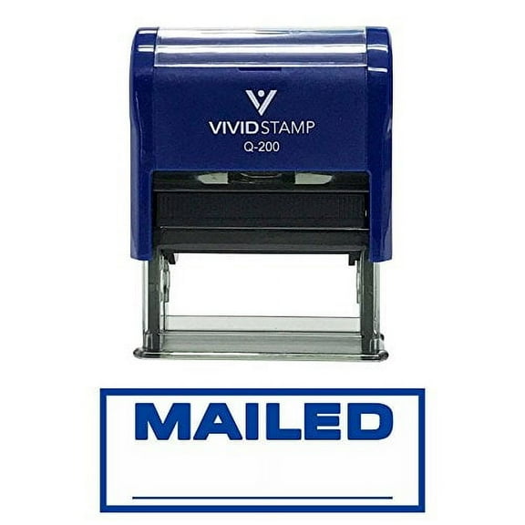 Vivid Stamp Mailed Self-Inking Office Rubber Stamp (Blue) - M