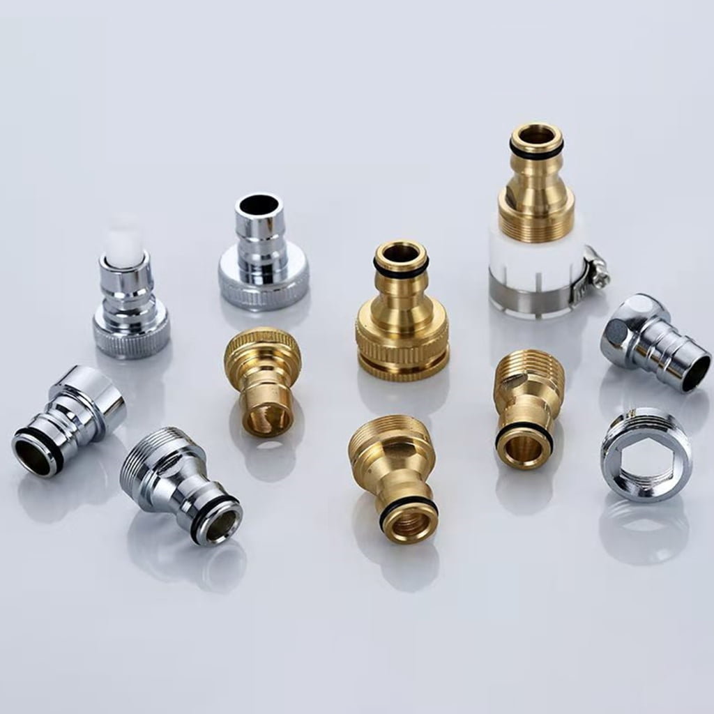Tibvox Strong Brass Hose Adapters Universal Quick Connection Couplers for Faucets Garden Hoses & Washing Machine Tubes